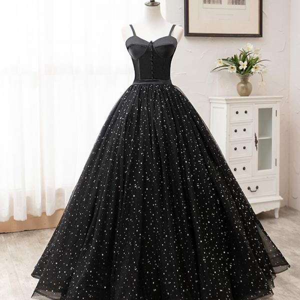 Amazing Black V-Neck Tulle Ball-Gown Formal Dresses