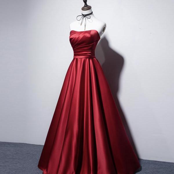 Simple A-line Satin Long Prom Dress Fashion Evening Dress Y5755 main image 1