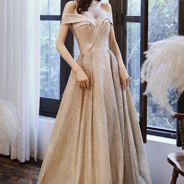 Gold Sequins Long Prom Dress , Charming Evening Dress Y1659 main image 1
