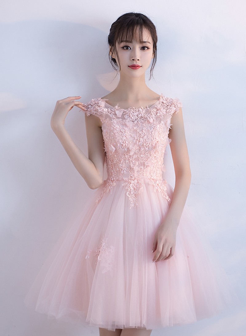 Pink Tulle Lace Short Prom Dress Homecoming Dress on Luulla