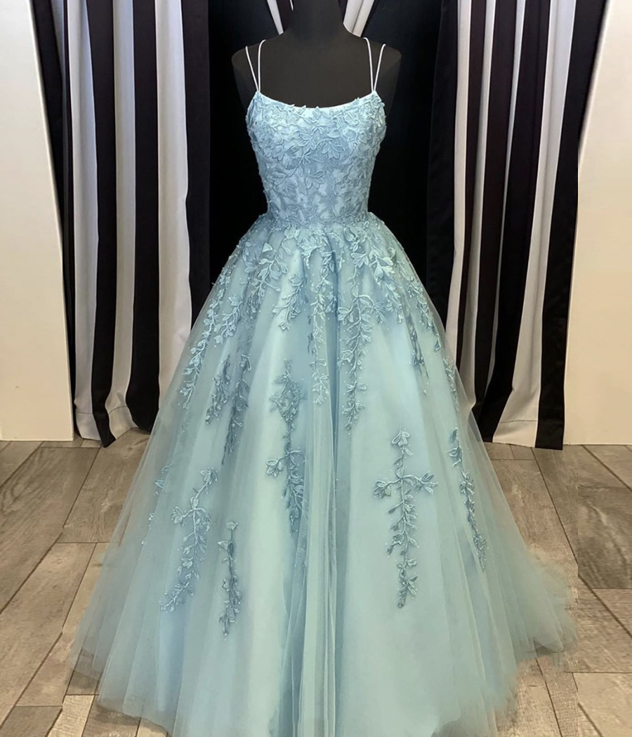 Blue Tulle Lace Long Ball Gown Dress Formal Dress on Luulla