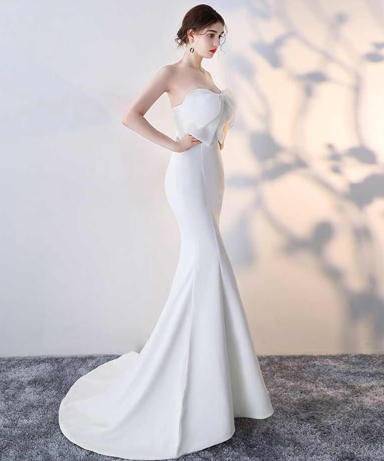 White Mermaid Long Prom Dress Evening Dress on Luulla