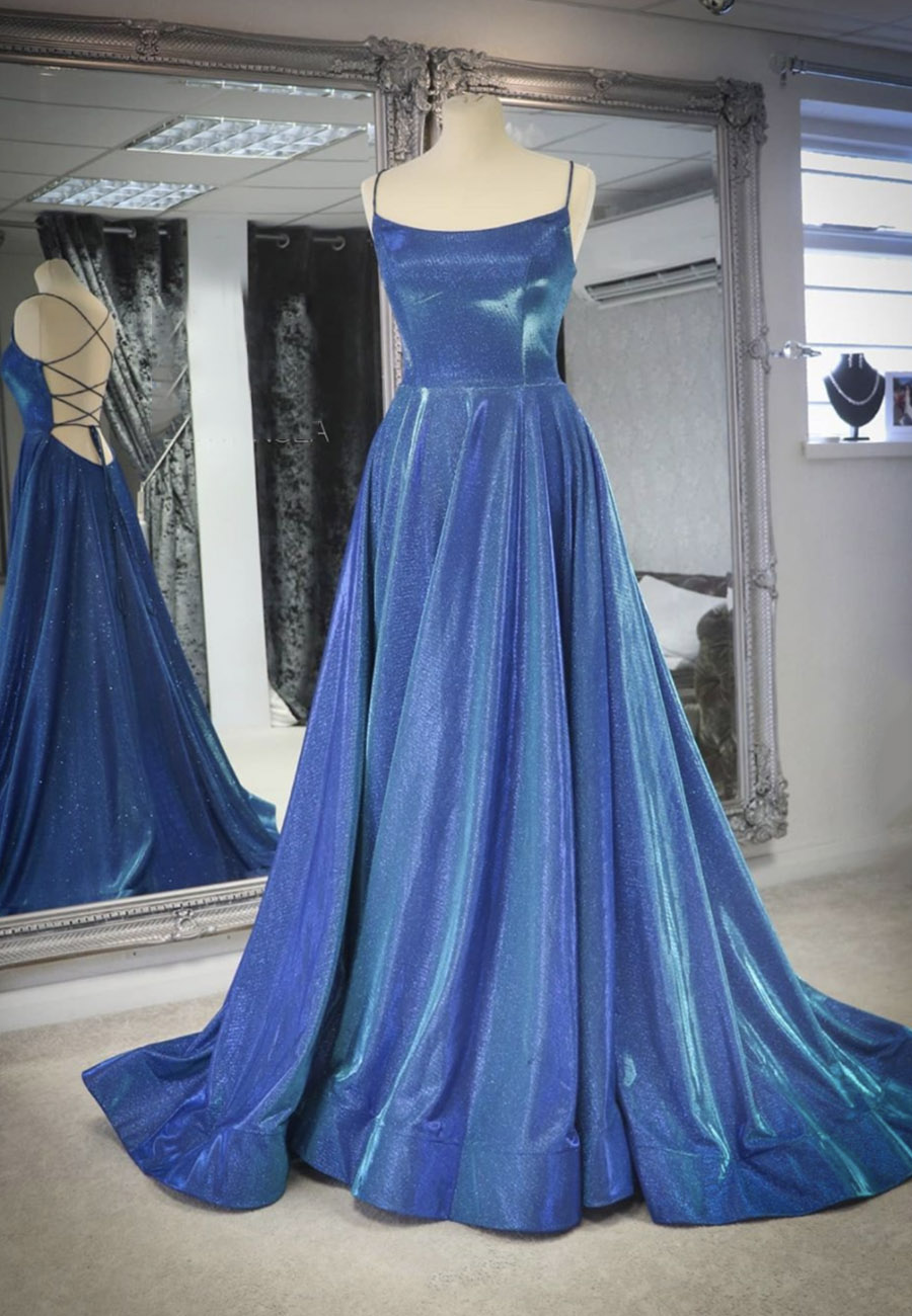 Simple Blue Long A Line Prom Dress Evening Dress on Luulla