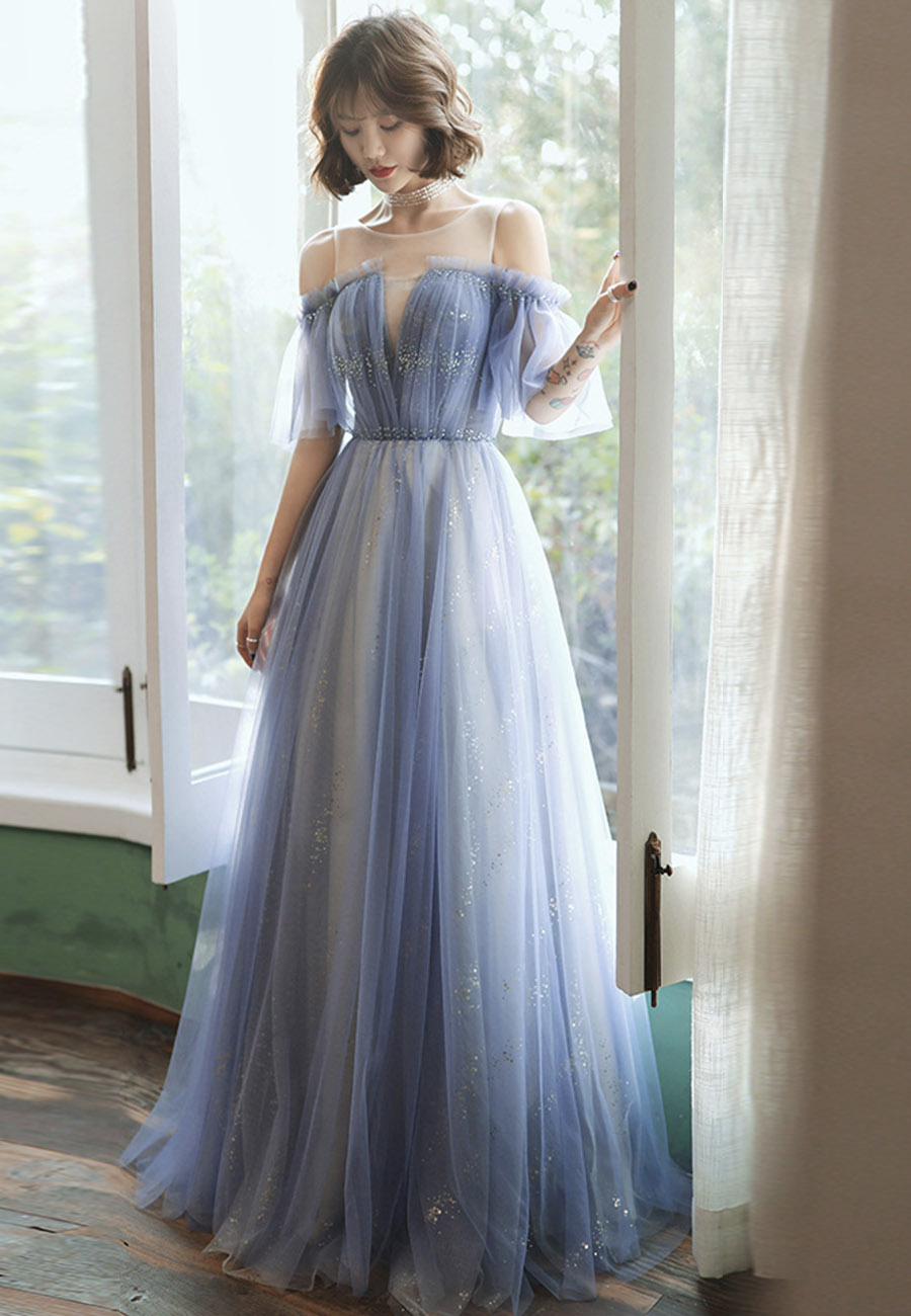 Blue Tulle Long Prom Dress Blue Evening Dress on Luulla