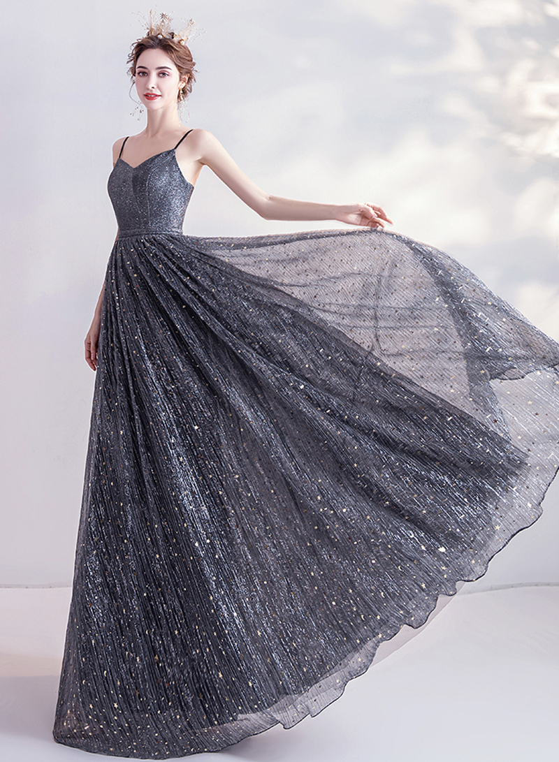 Shiny Black Tulle Sequins Prom Dress Evening Dress on Luulla