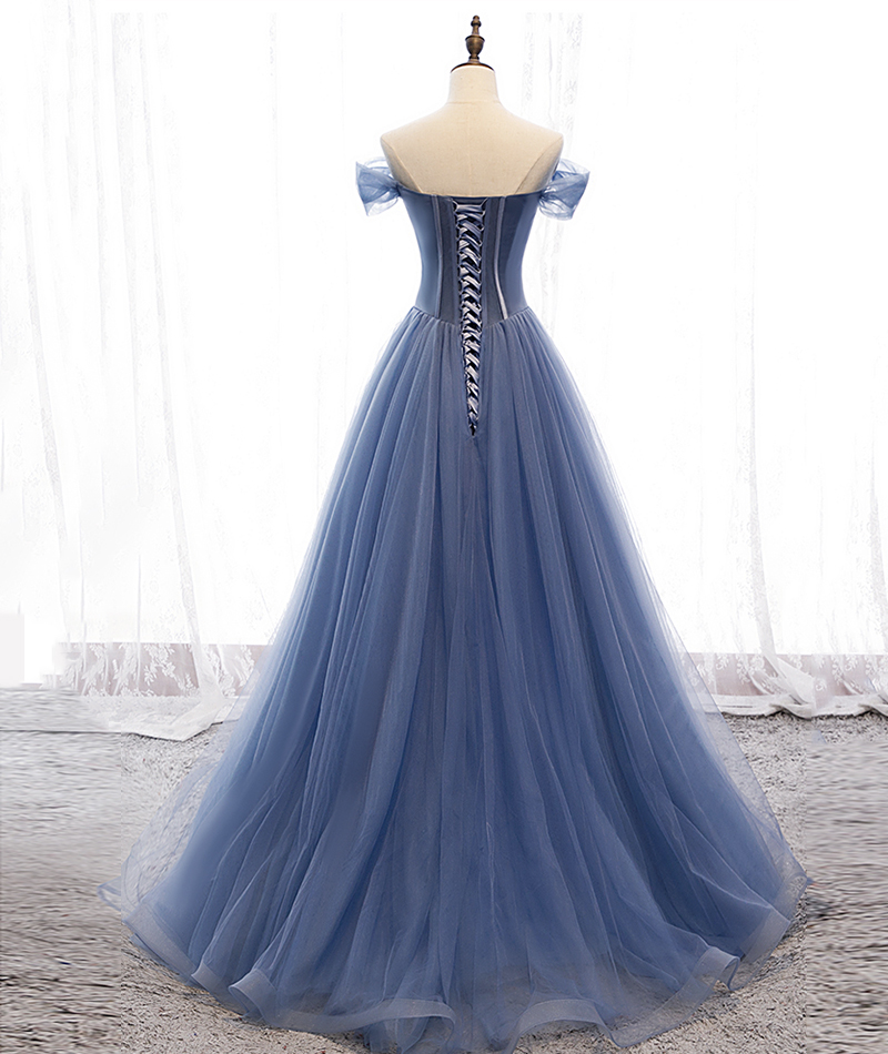 Blue Tulle Beads Long Ball Gown Dress Formal Dress on Luulla