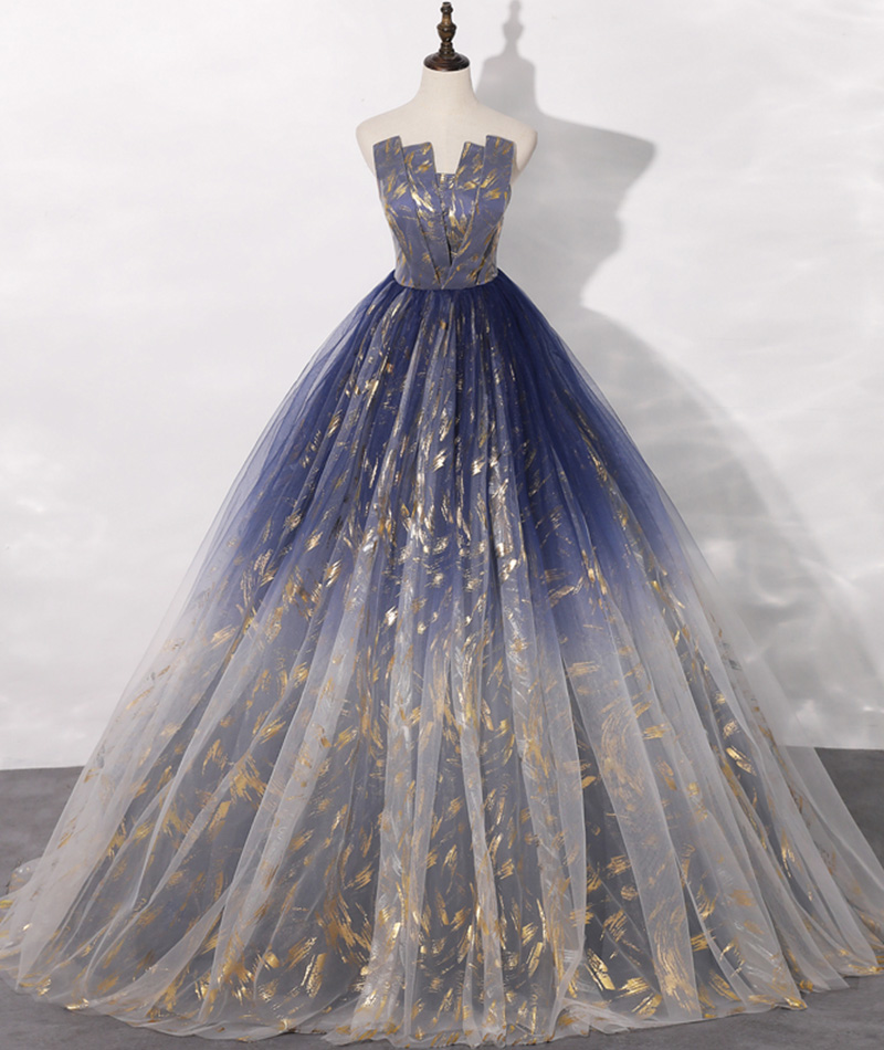 Blue Tulle Long Ball Gown Dress Formal Dress on Luulla