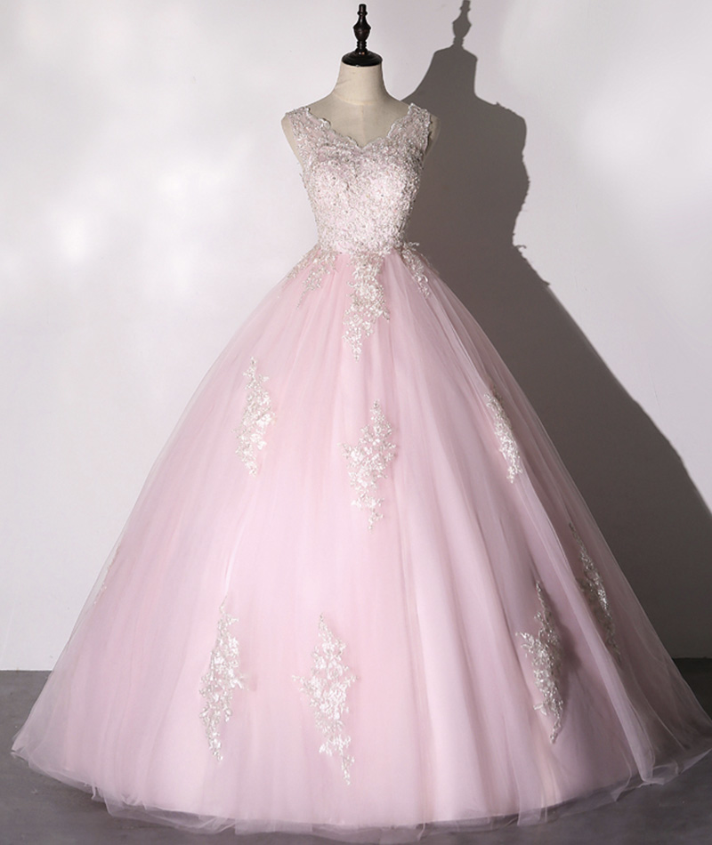 Pink Tulle Lace Long Ball Gown Dress Formal Dress on Luulla