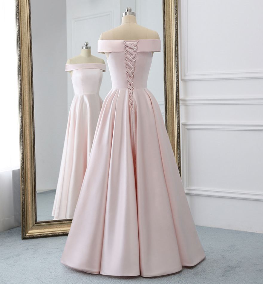 Pretty Pink Satin Long party Dress Formal Evening Dress SP100 main image 0