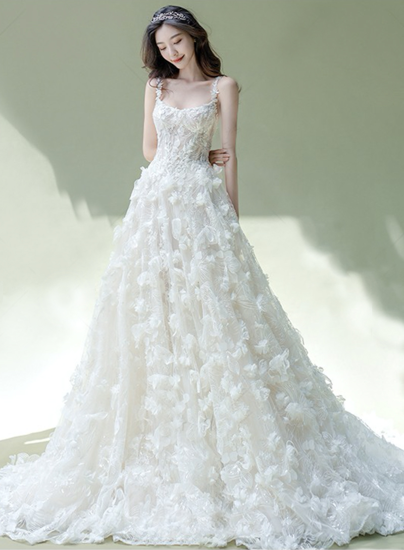 White Tulle Appliqué Long Ball Gown Dress Formal Dress on Luulla