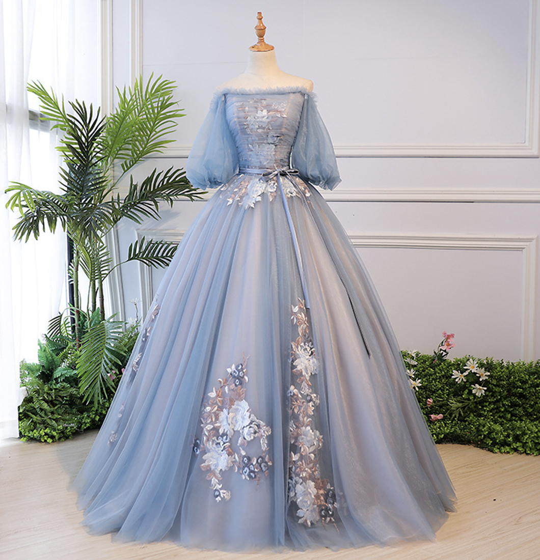 Blue Tulle Lace Long Ball Gown Dress Formal Dress on Luulla