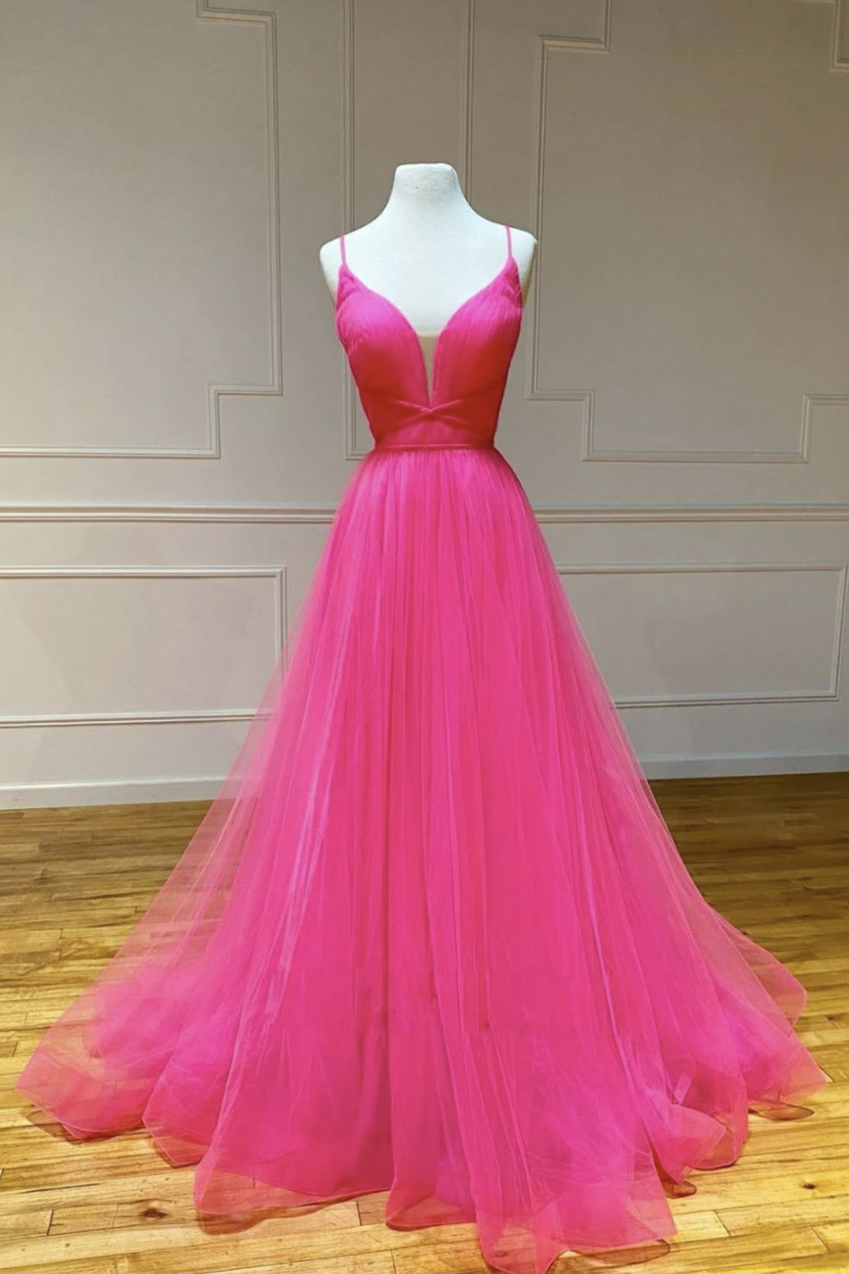Pink Tulle Long Prom Dress Pink Evening Dress on Luulla