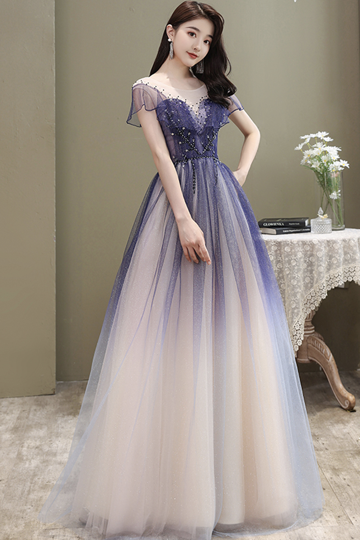 Cute Tulle Long A Line Prom Dress Cute Evening Dress On Luulla