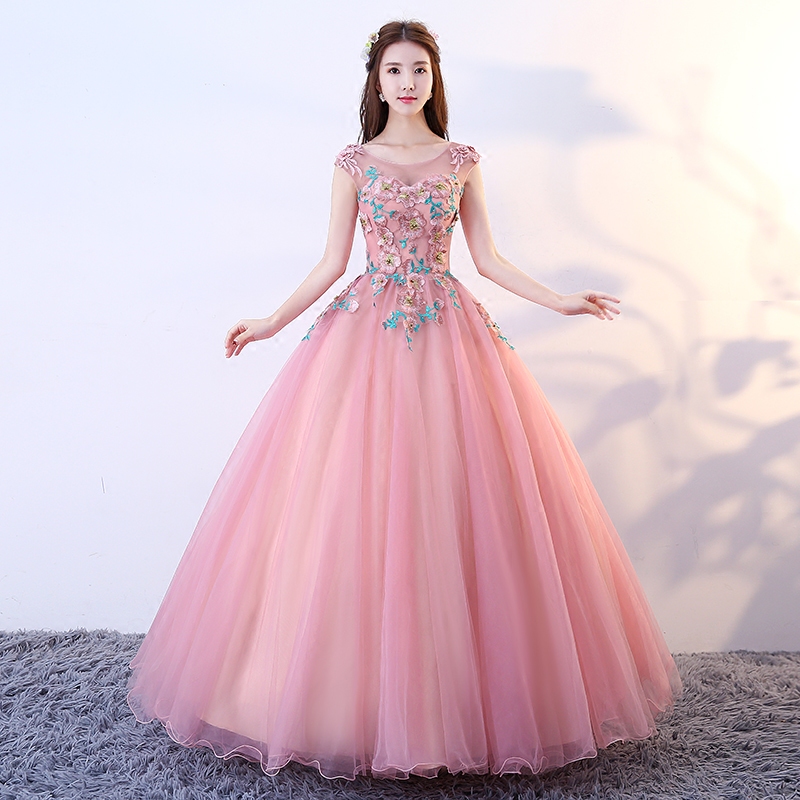 Pink Tulle Lace Long Ball Gown Dress Formal Dress on Luulla