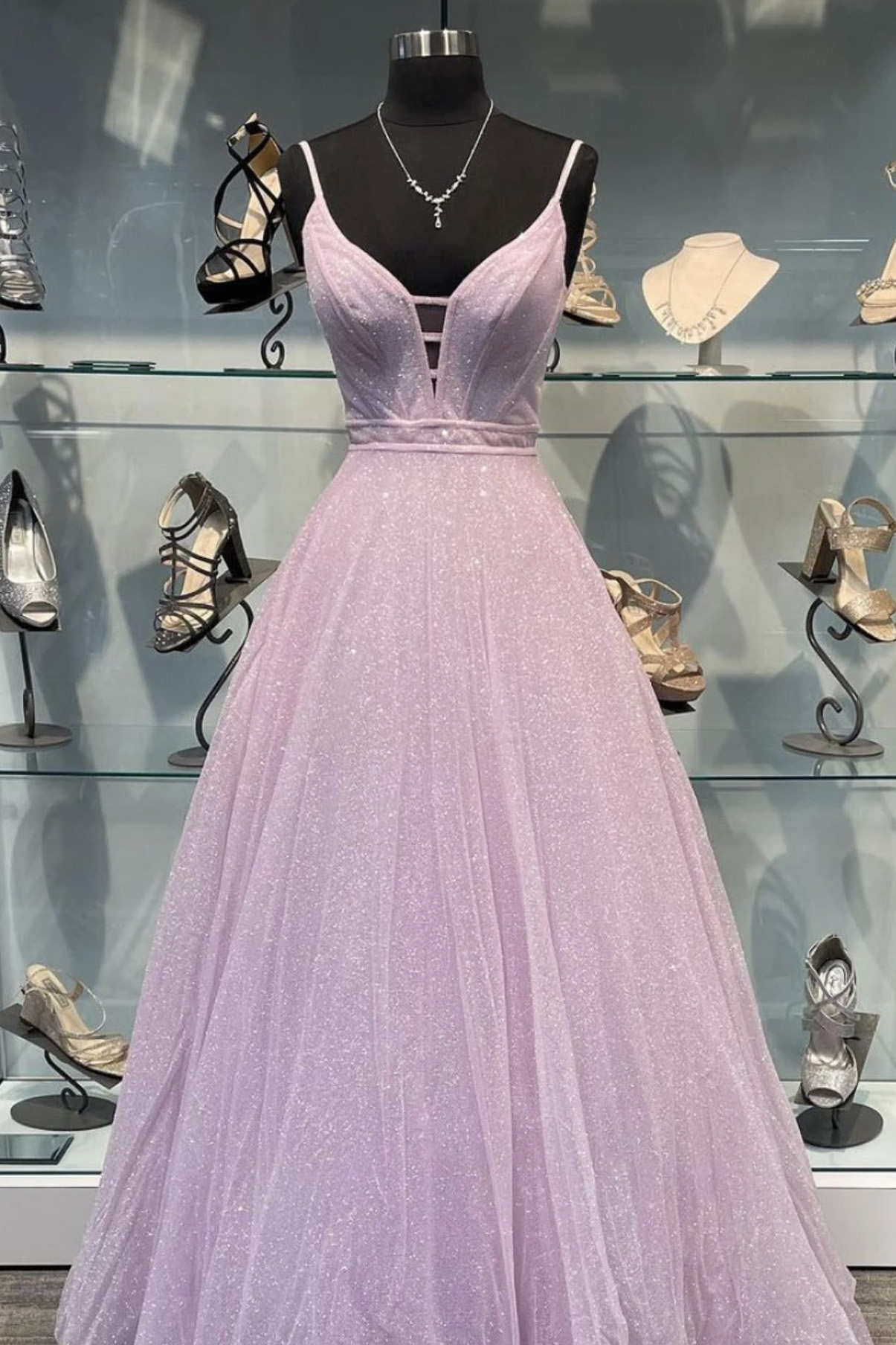 Light Purple A-Line Floor-Length Tulle Long Classy Prom Dress Classy Evening Gown Bridesmaid Dress main image 1