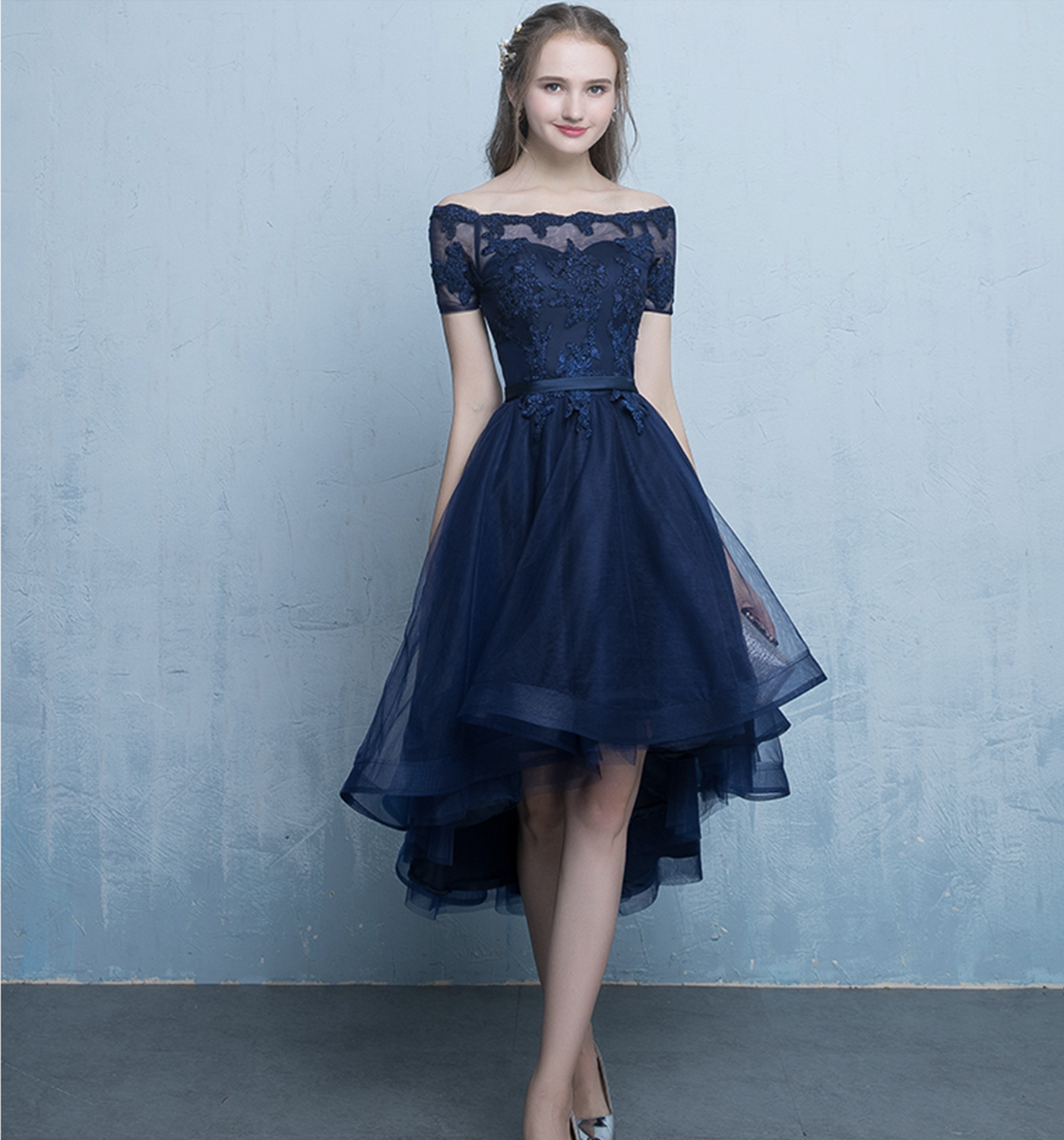 Blue Lace High Low Prom Dress Homecoming Dress On Luulla