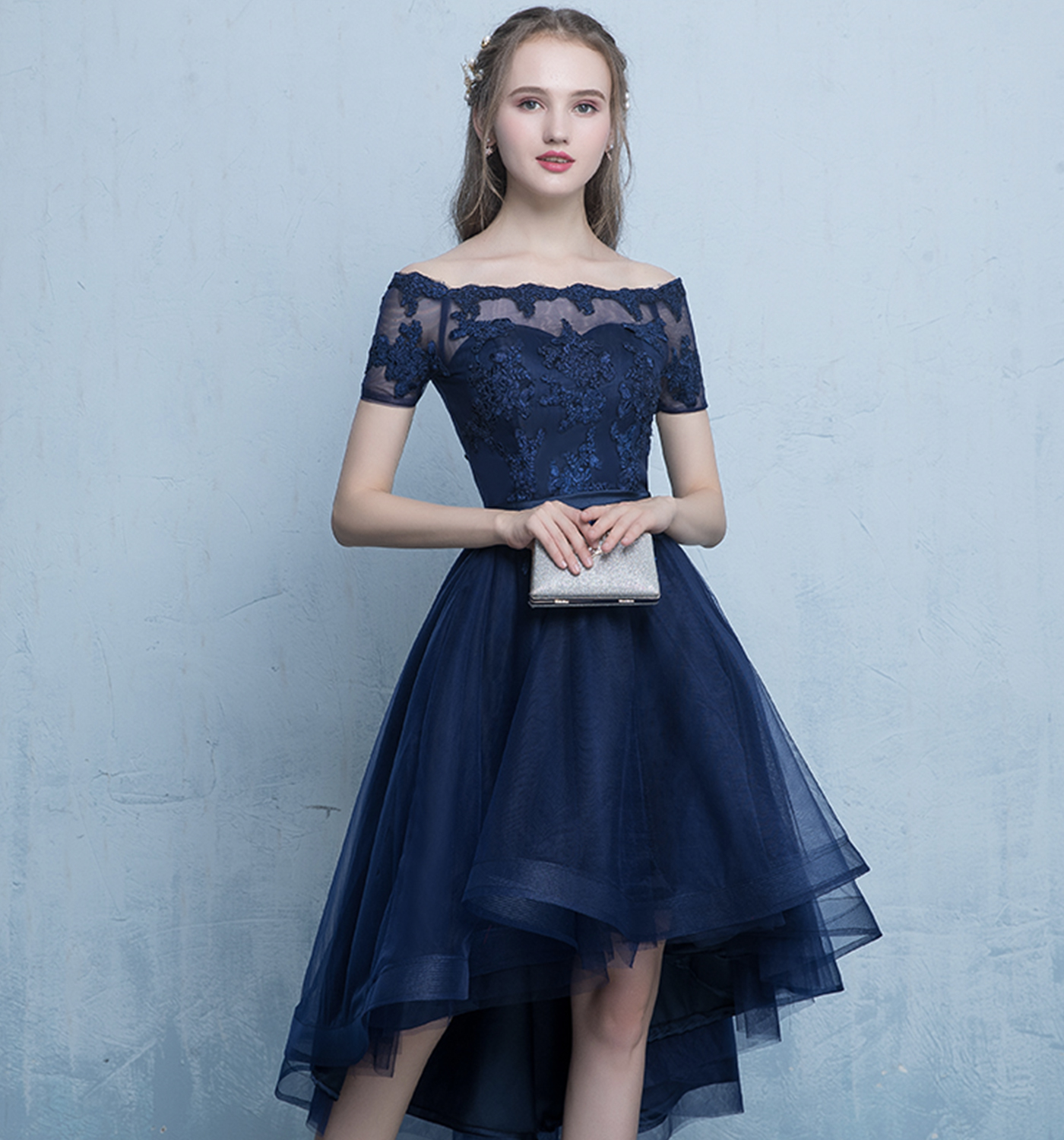 Blue Lace High Low Prom Dress Homecoming Dress On Luulla