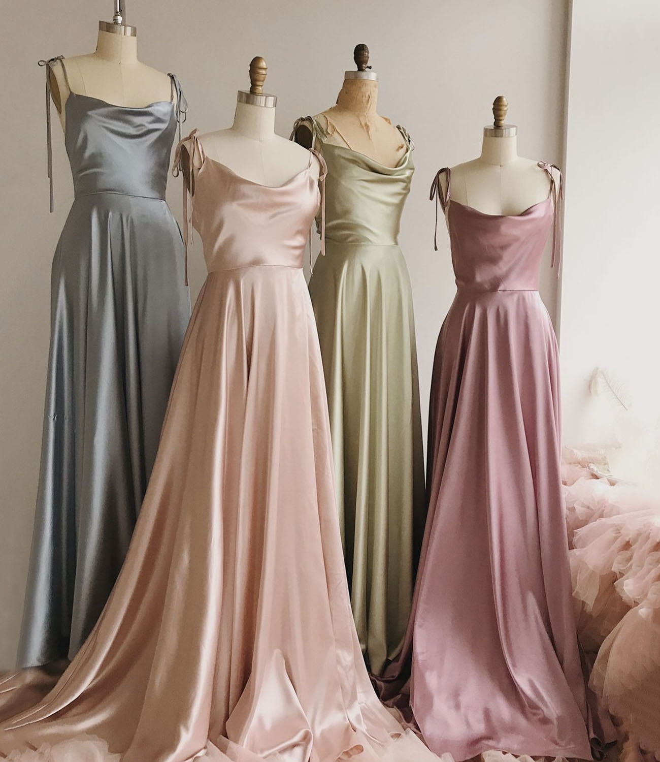 Simple satin long A line prom dress evening dress  C1284
