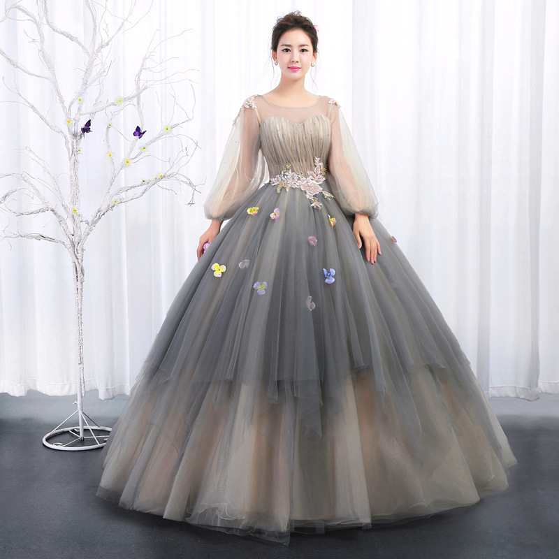 Gray Tulle Sequins Long Ball Gown Dress Formal Gown on Luulla